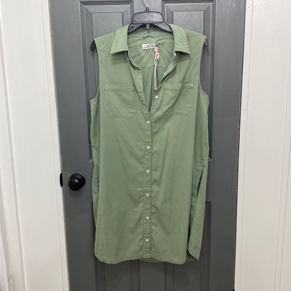 Vineyard Vines NWT olive green sleeveless dress
